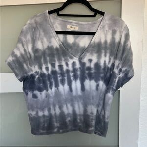 Madewell Gray Tie-Dye V-Neck Tee
